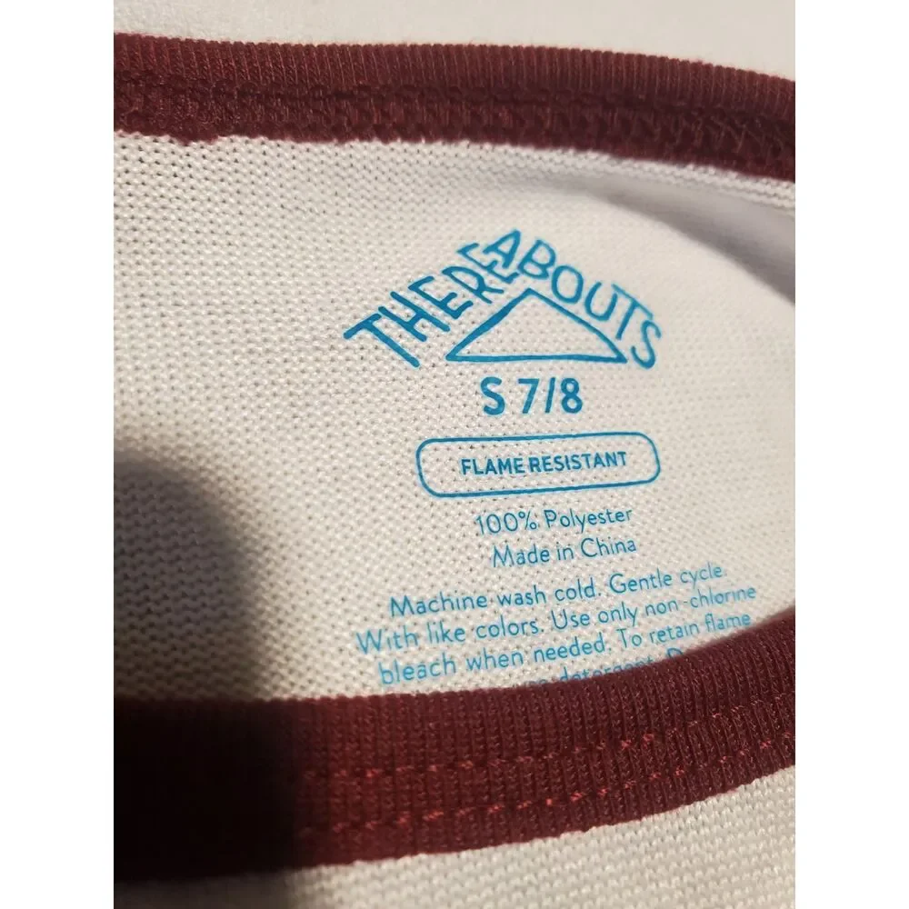ThereAbouts Girls S 7/8 Flame Resistant Long Sleeve Pajama Top NWT